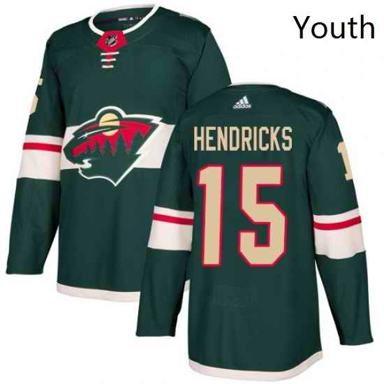 Youth Adidas Minnesota Wild 15 Matt Hendricks Premier Green Home NHL Jersey